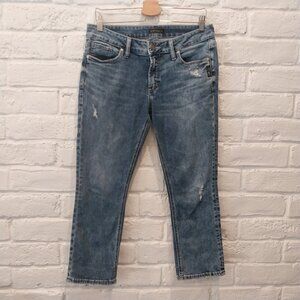 Silver Jeans Elyse Capri Womens 30x24 (actual 29x22.5) Blue Medium Wash Mid Rise